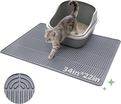 Pawtasy Cat Litter Box Mat,40" x 28" Extra Large Silicone Waterproof Litter Trapping Mat for Scatter Control Soft on Kitty Paws Non-Slip Easy to Clean - Image 12