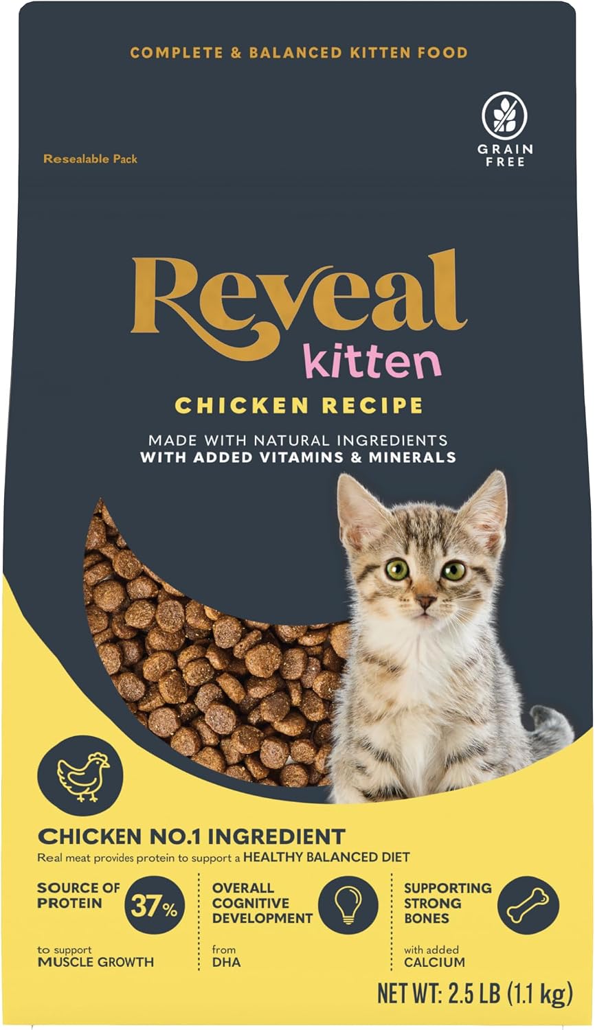 Reveal Chicken Recipe Adult Dry Cat Food 7 lb Bag, Protein, Grain Free, Complete & Balanced with Added Vitamins & Minerals, Cat Food, No Artificial Additives (7 Pound Bag) - Image 14