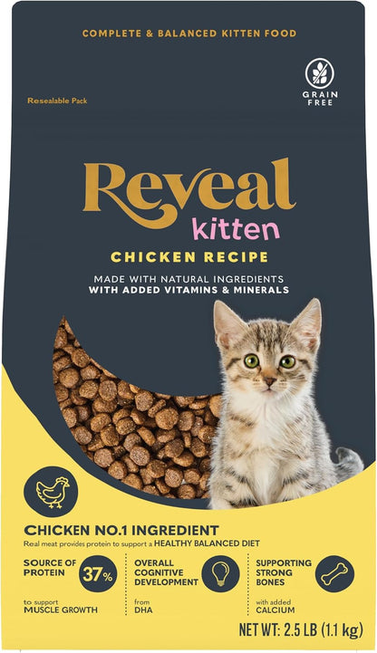 Reveal Chicken Recipe Adult Dry Cat Food 7 lb Bag, Protein, Grain Free, Complete & Balanced with Added Vitamins & Minerals, Cat Food, No Artificial Additives (7 Pound Bag) - Image 14
