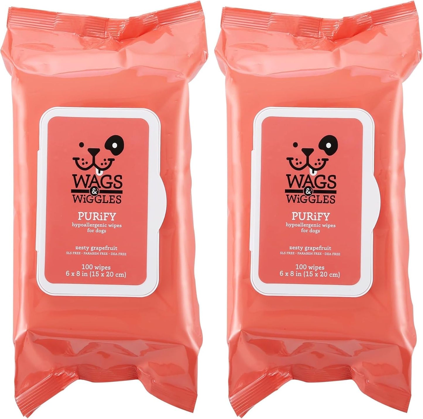 Wags & Wiggles Purify Hypoallergenic Dog Wipes for Sensitive Skin, Paw and Body Grooming Wipes with Gentle Plant Based Formula for Everyday Cleaning, Zesty Grapefruit Scent, 100 Count - Image 10