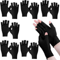 Geyoga fingerless moisturizing gloves front view of black cotton fabric