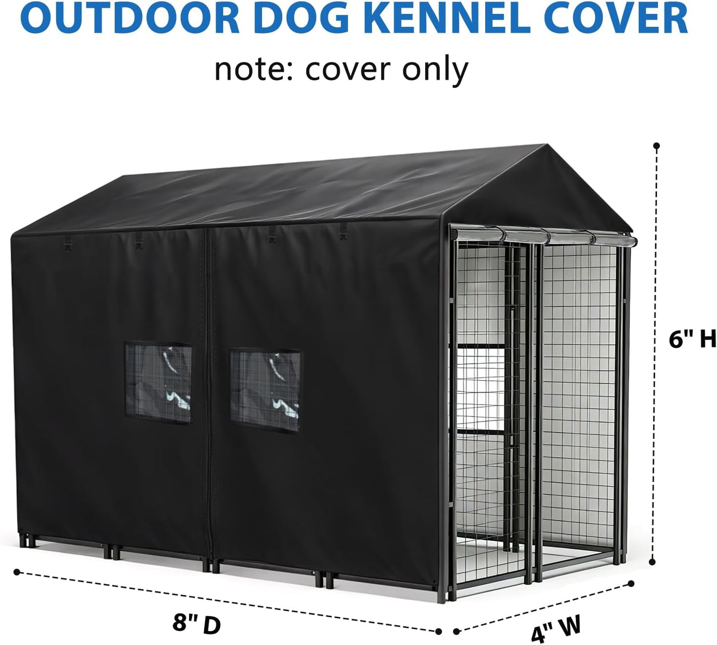 Heavy-duty waterproof dog cage cover detailing the black 600D Oxford cloth material.
