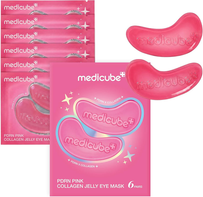 medicube Jelly Eye Mask PDRN Pink Collagen - Hydrogel Eye Patches, 6 Pairs - Image 1