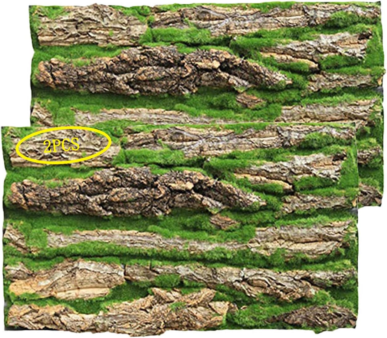 PINVNBY Reptile Terrarium Cork Background, Bearded Dragon Tank Bark Backdrop Wall Decor with Artificial Moss for Gecko Lizard Tortoise Frog Chameleon(4 Pack) - Image 10