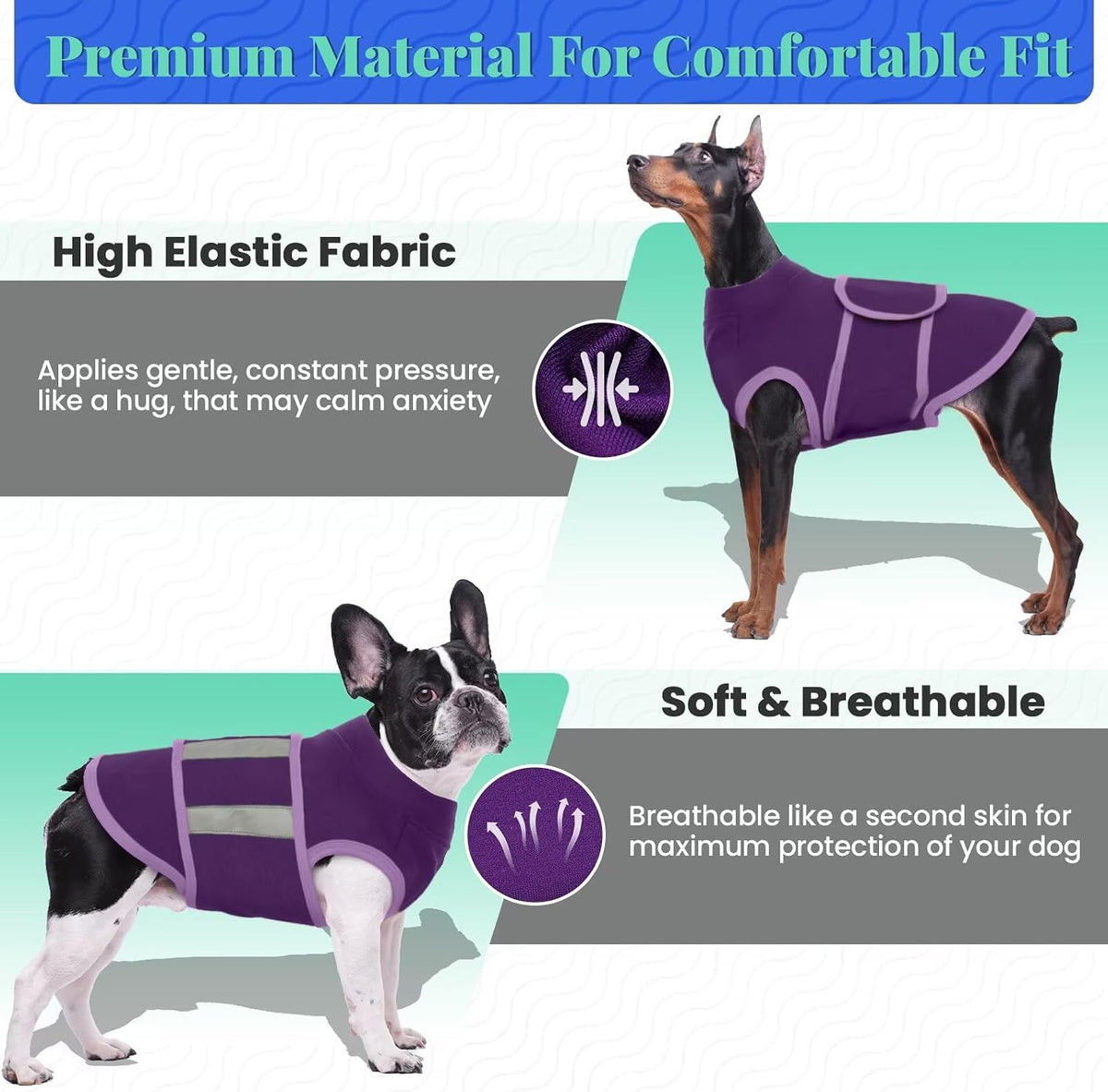 Migohi pet swaddling pressure wrap for thunderstorm and firework relief close up