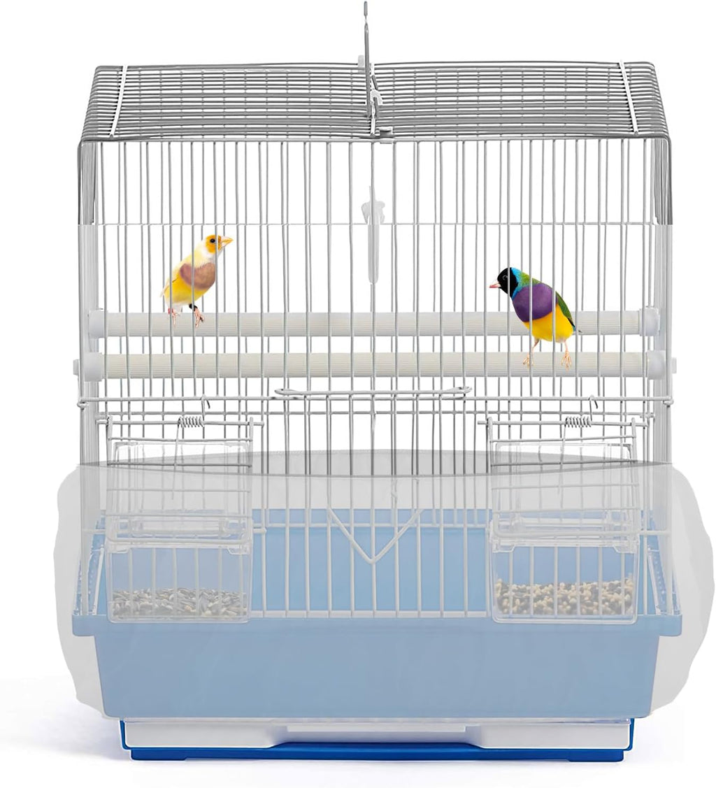 Bird cage skirt installed on rectangular small animal habitat