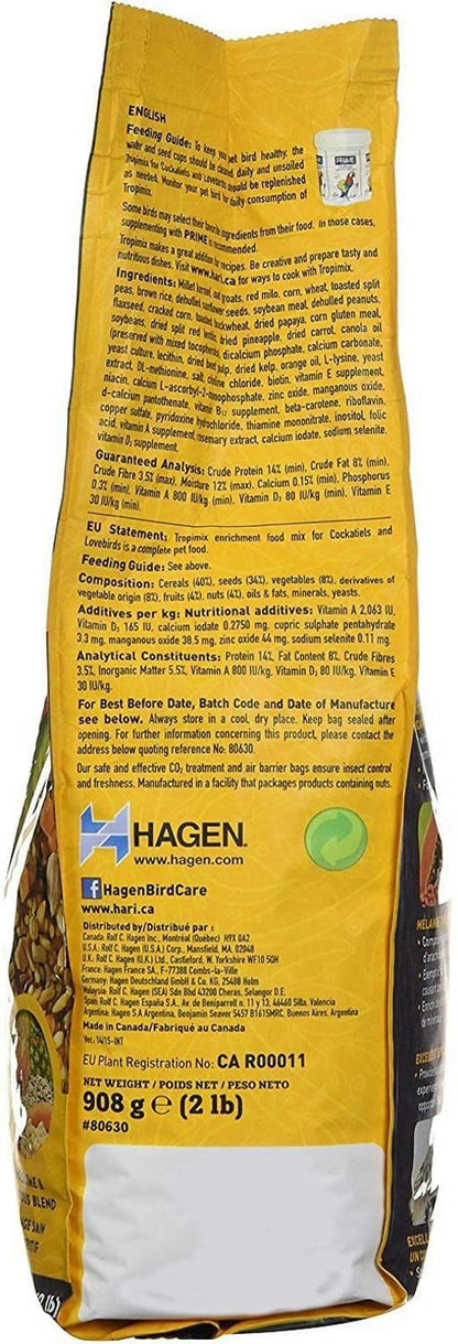 Hagen Tropimix enrichment food nutrition facts and ingredient list label close up