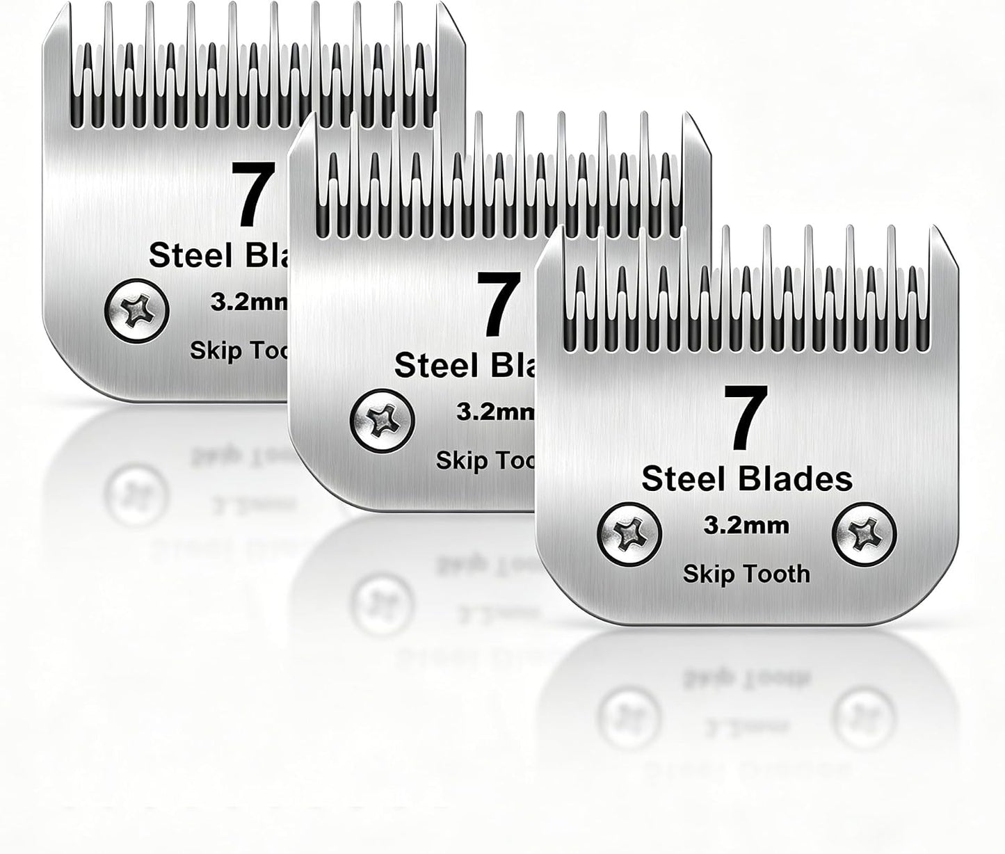 7 Skip Tooth Detachable Pet Dog Grooming Steel Blades,Compatible with Andis,Oster A5,Wahl KM10 Series Clippers,Cut Length 1/8-Inch (3.2mm) 1 Pack - Image 12
