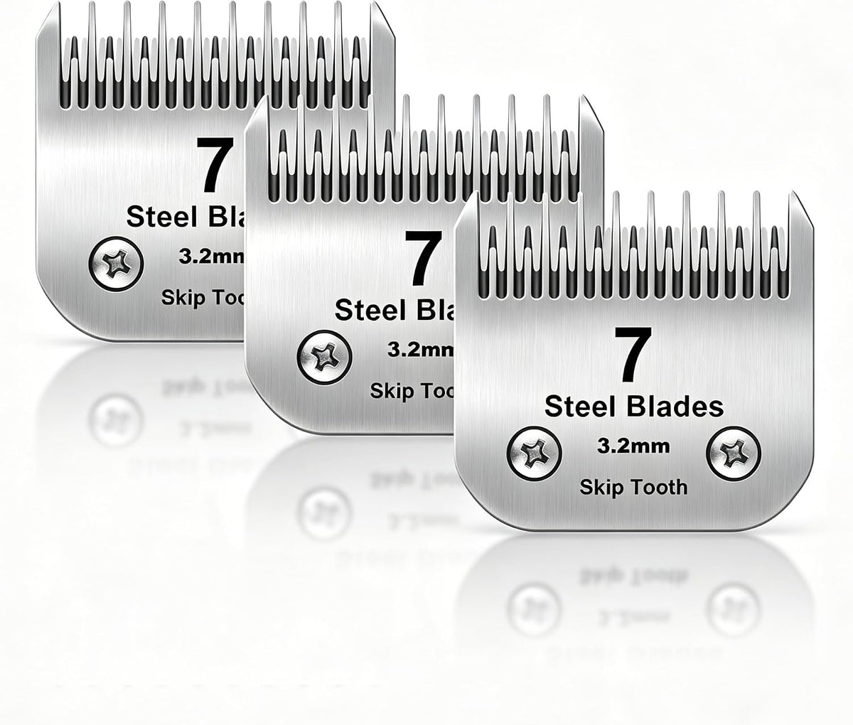 7 Skip Tooth Detachable Pet Dog Grooming Steel Blades,Compatible with Andis,Oster A5,Wahl KM10 Series Clippers,Cut Length 1/8-Inch (3.2mm) 1 Pack - Image 12