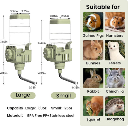 Small Animal Water Bottle for Cage, 30oz No Drip Automatic Pet Water Dispenser for Rabbit, Guinea Pig, Chinchilla, Ferret, Bunny, Squirrel, Hedgehog, Dog (Green, Large) - Image 6