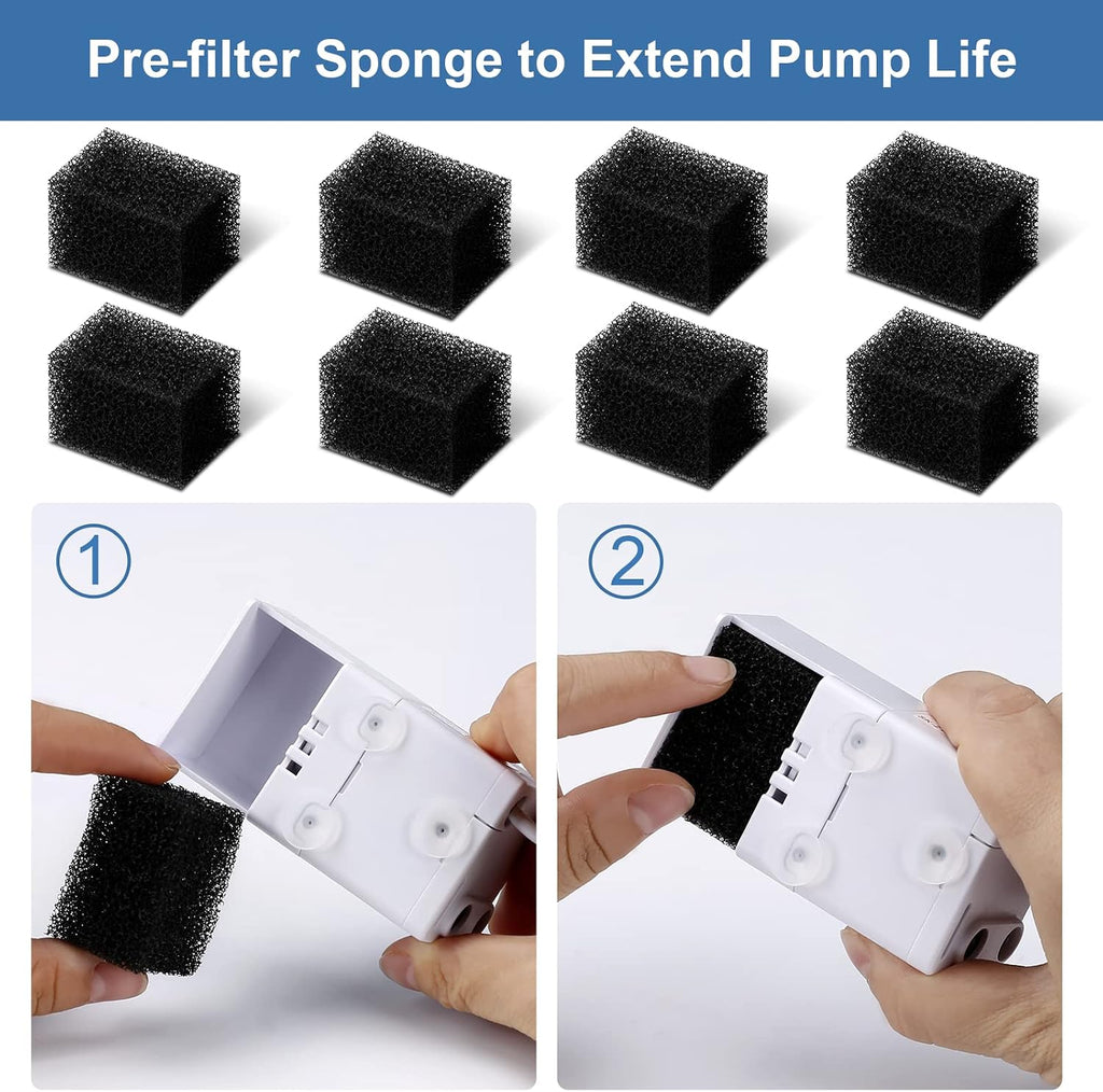 Redoso pet fountain filter set components laid out