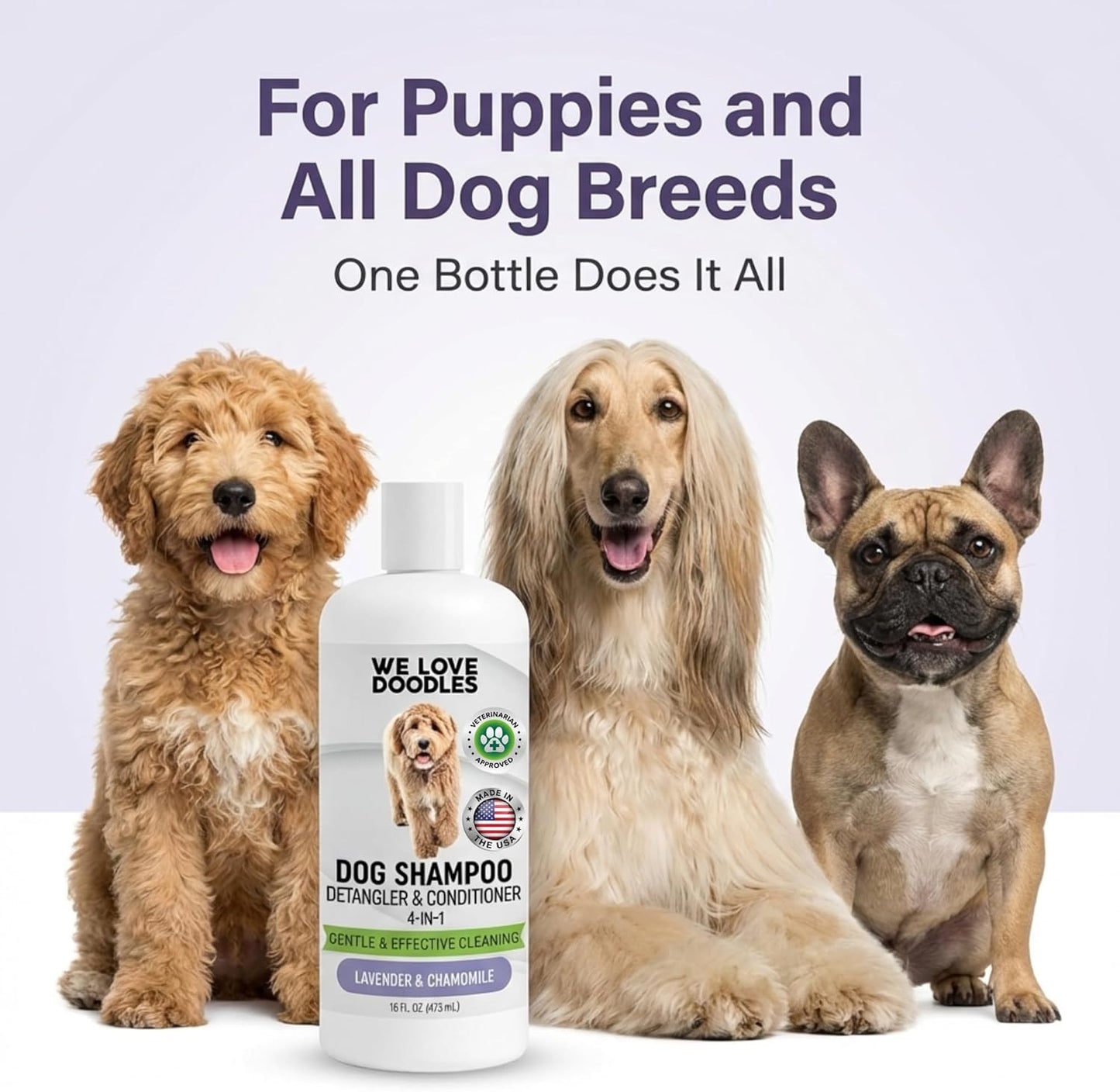 We Love Doodles lavender and chamomile calming dog shampoo bottle