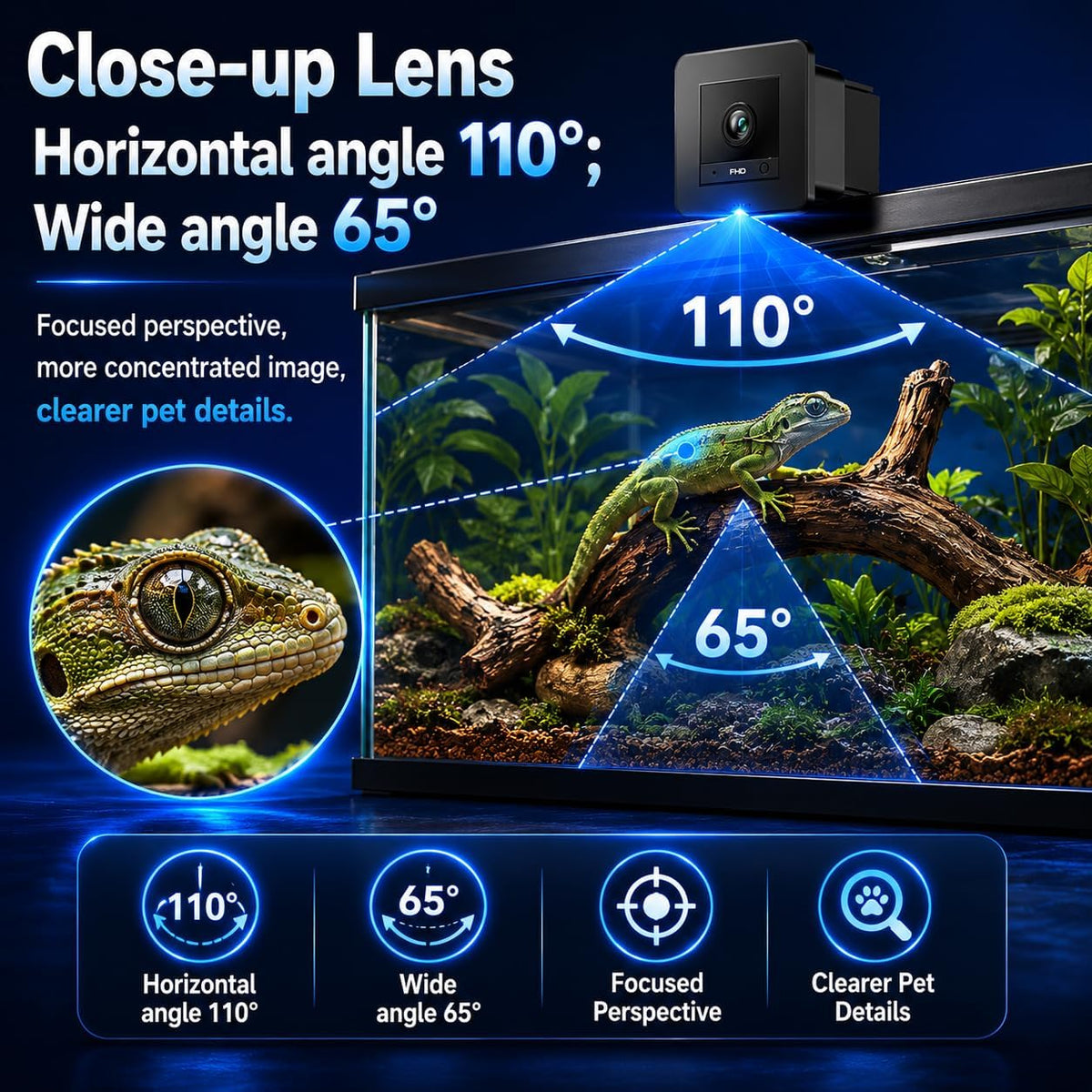 Close up of Fowuyeep 2K camera anti-glare lens