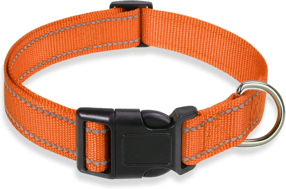 Reflective Dog Collar with Buckle Adjustable Safety Nylon Collars for Small Medium Large Dogs, Pink S - Image 13