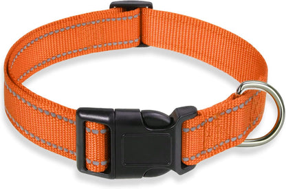 Reflective Dog Collar with Buckle Adjustable Safety Nylon Collars for Small Medium Large Dogs, Pink S - Image 13