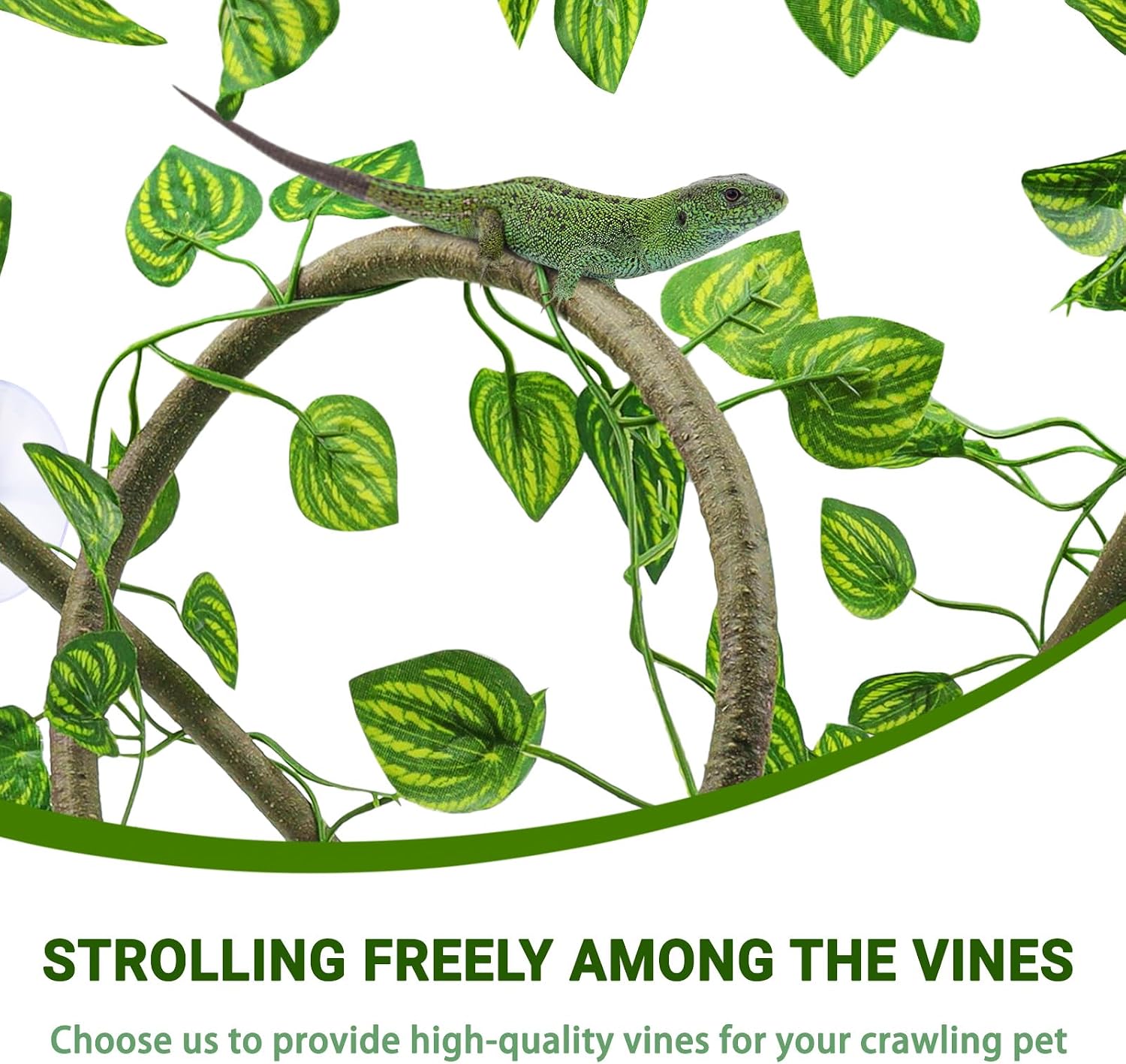 Quozuo artificial leaf vines installed in a gecko terrarium