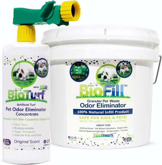 BioTurf Mini Power Pack front view of the complete artificial turf pet odor elimination kit.
