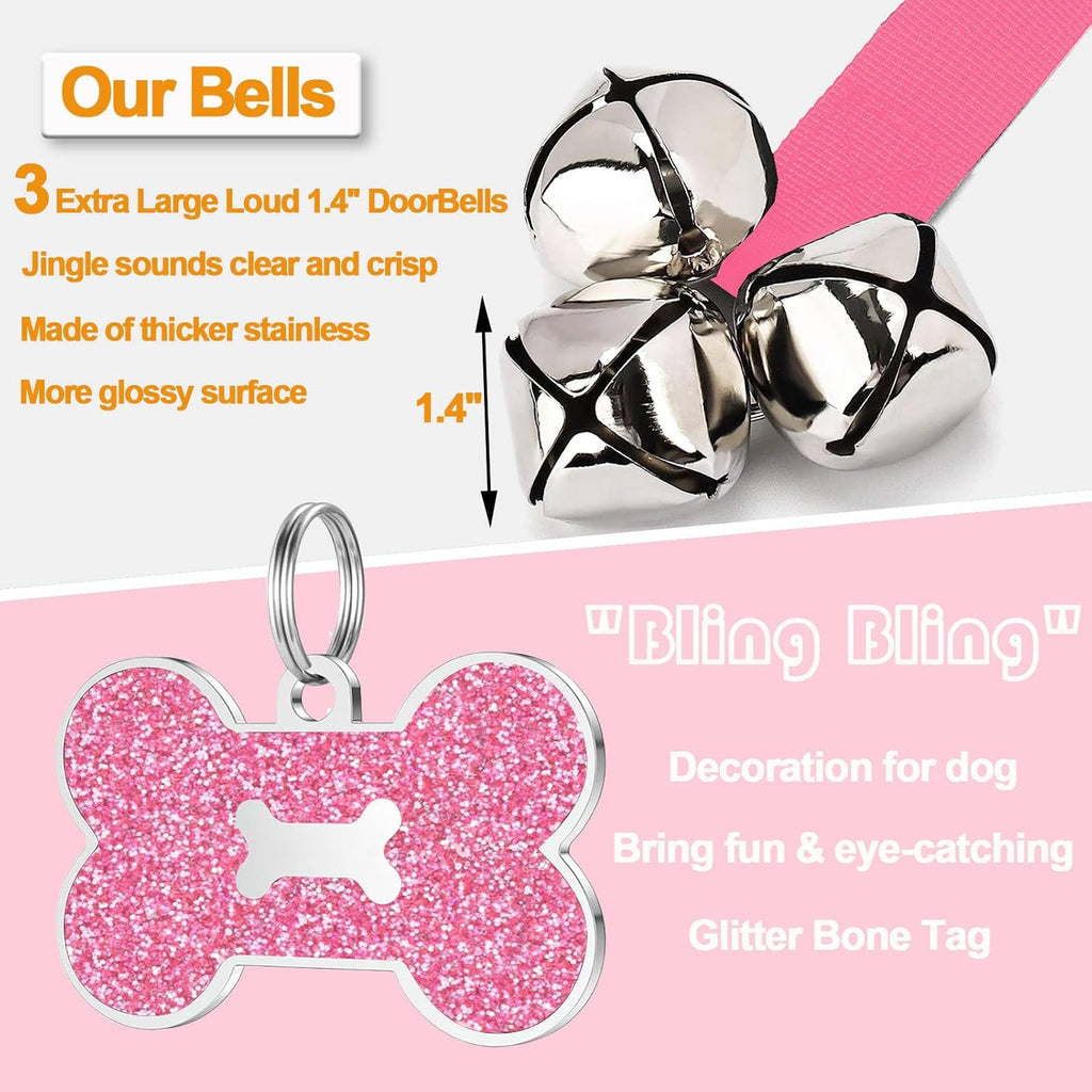 Close up of Kexiava metal jingle bells for dog training