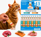 Cat Treats Lickable | Grain-Free Cat Food Toppers, High Protein | Creamy Puree Squeeze Ups with Vitamin E & Taurine, Digestible Formula | 0.5 oz. Each Tube, Chicken & Seafood Mix Variety | 45 Tubes - Image 13