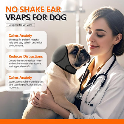 Dog wearing Johnbolin ear wrap for hematoma protection