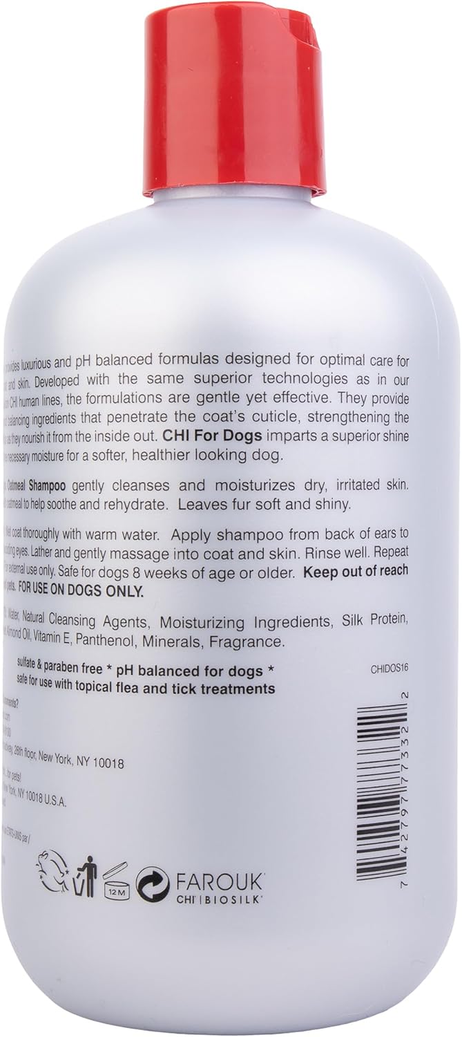 Close up of CHI for Dogs branding and silk protein detail