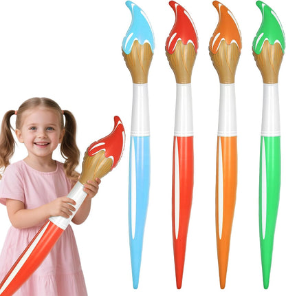 Jeqqinuz giant inflatable paint brushes four pieces front view for art party backdrop setup.