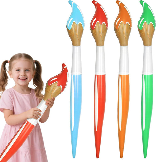 Jeqqinuz giant inflatable paint brushes four pieces front view for art party backdrop setup.