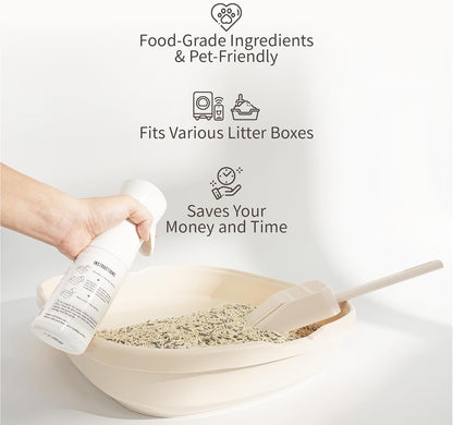 Lady N non stick formula application steps on a clean stainless steel litter box