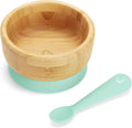 Munchkin Bambou suction bowl and silicone spoon set front view