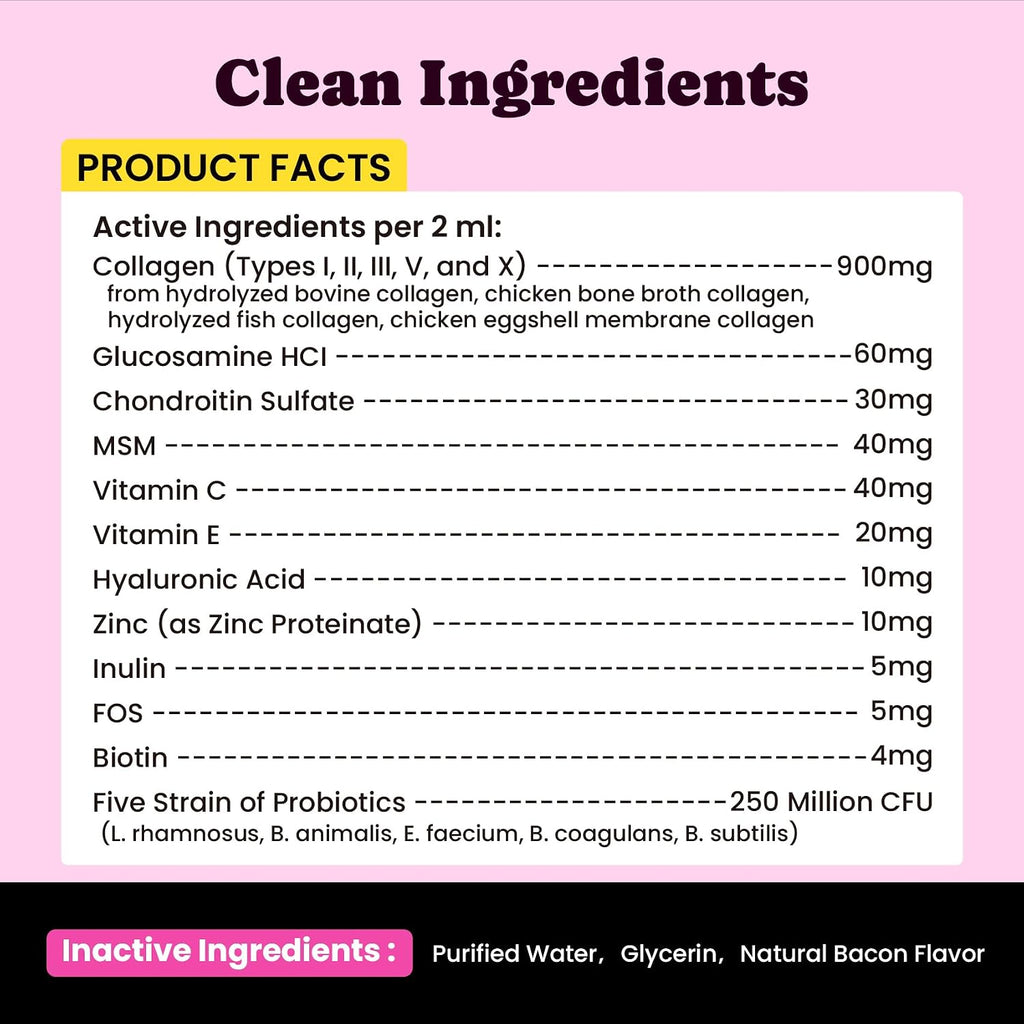 Premium Collagen for Dogs & Cats - 5 Types of Grass-Fed Collagen (I, II, III, V & X), Fast Allergy & Itch Relief Dog Colgeno with MSM, Biotin & Hyaluronic Acid - Supports Healthy Skin & Joints -120ml - Image 9