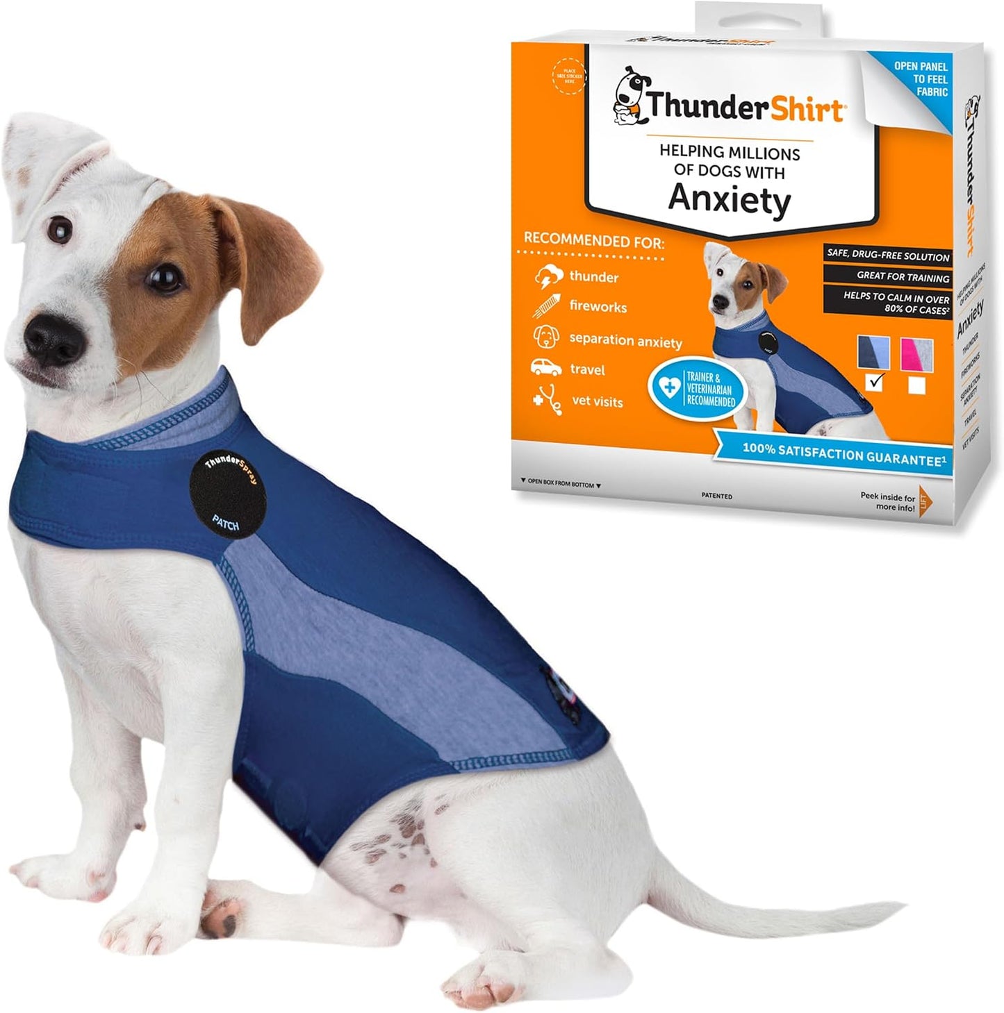 ThunderShirt dog anxiety vest small blue polo front view