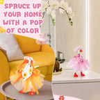 Whimsical miniature magnetic goose statue dressed in spring bonnet outfit