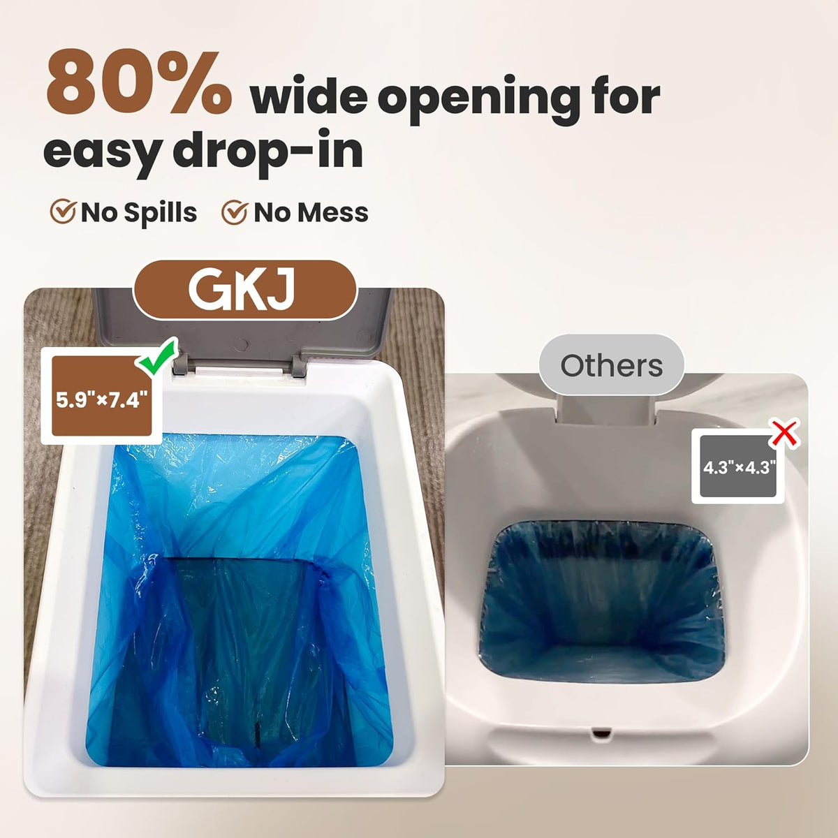 GKJ odor control trash can open view
