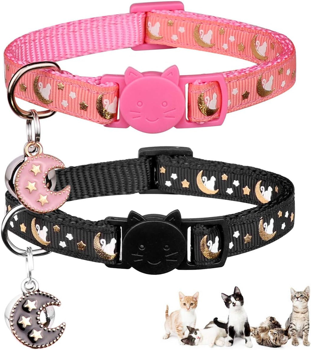 Baeuppit 2Pcs Breakaway Cats Collars Cat Collars for Boy & Girl Cats Adjustable Kitten Collars with Bell,Black+Gray - Image 12