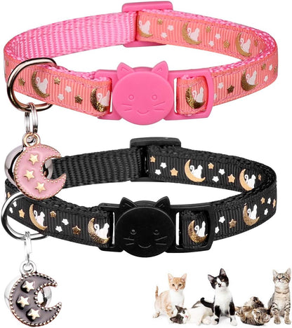 Baeuppit 2Pcs Breakaway Cats Collars Cat Collars for Boy & Girl Cats Adjustable Kitten Collars with Bell,Black+Gray - Image 12