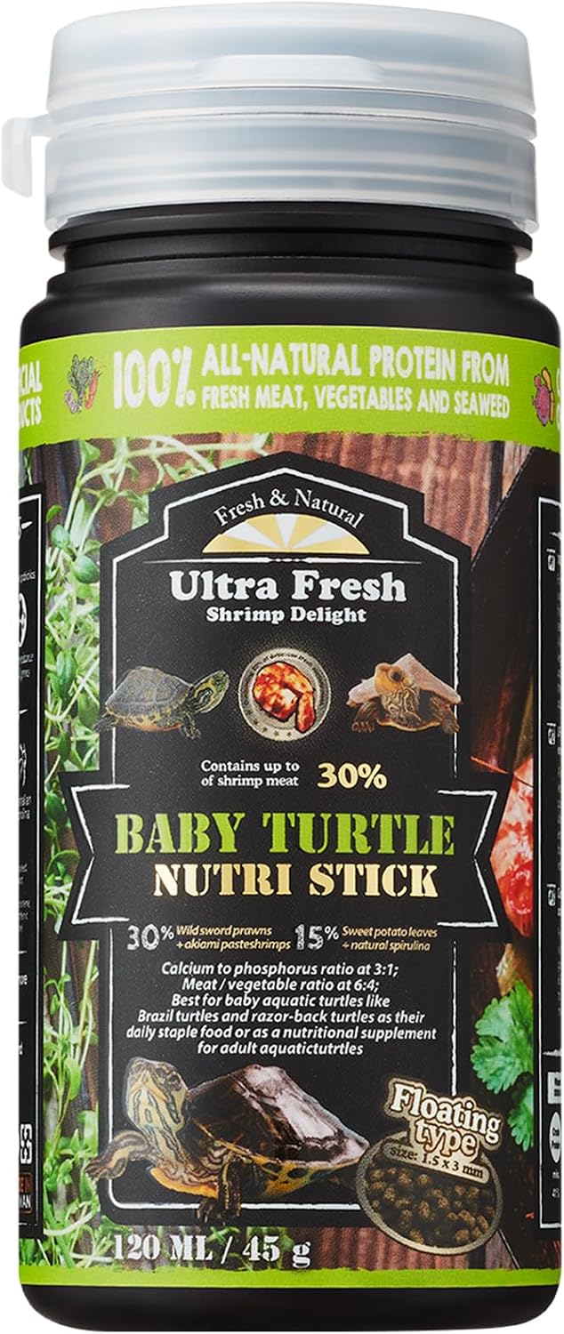 Ultra Fresh floating baby turtle food front view packaging for aquatic reptiles