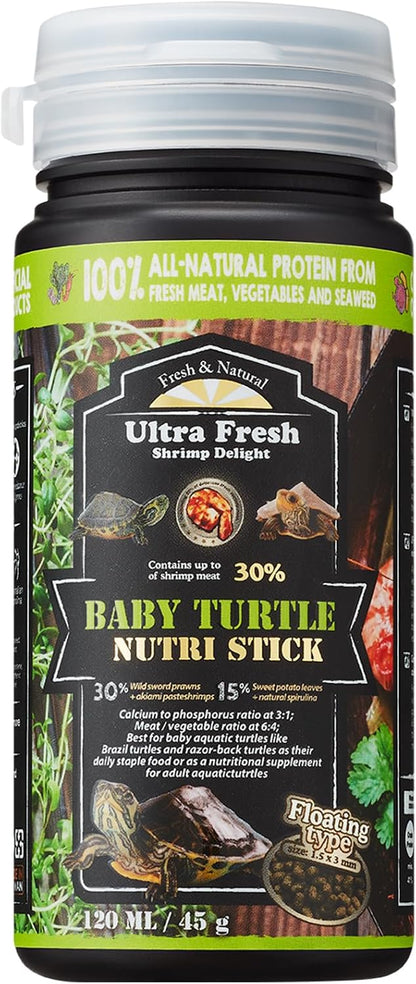 Ultra Fresh floating baby turtle food front view packaging for aquatic reptiles