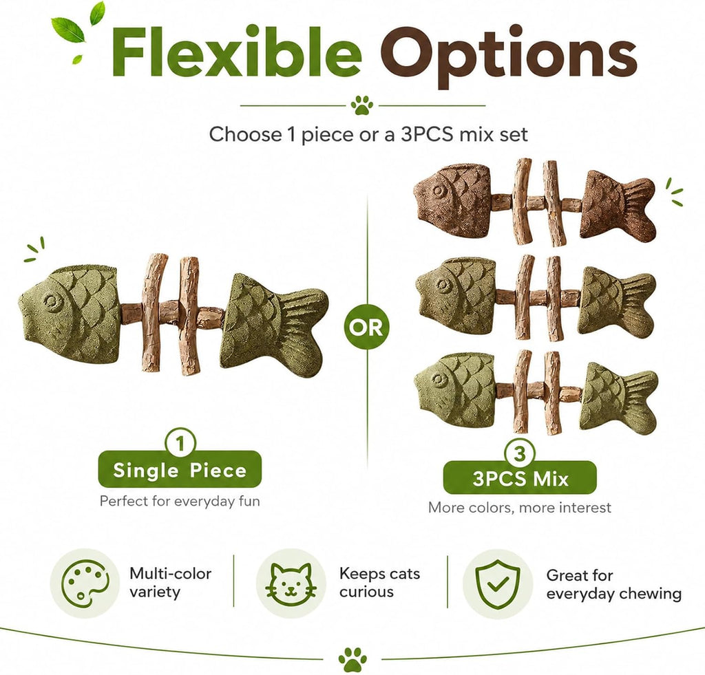 Natural catnip dental chew toy for indoor cats