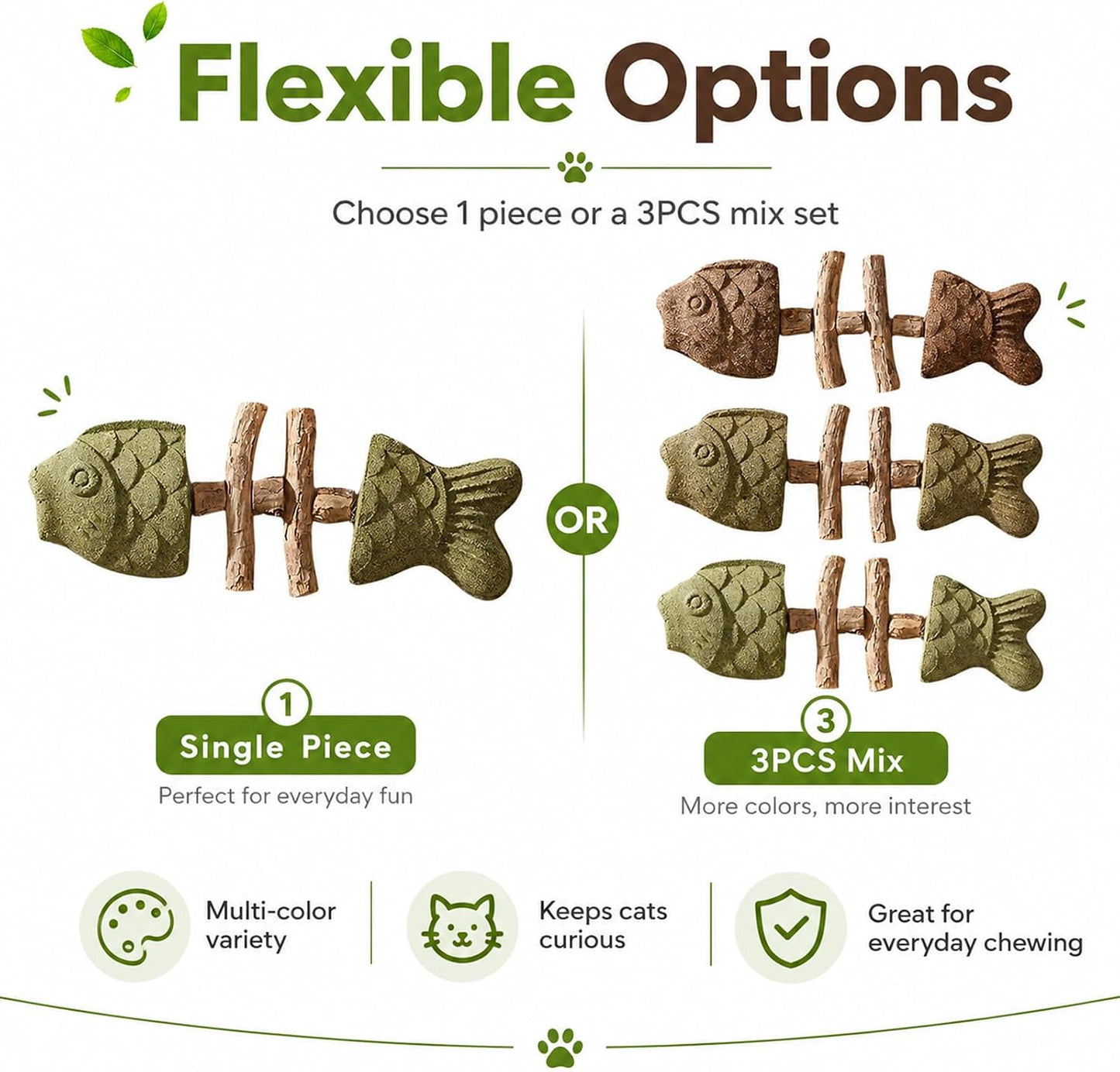 Natural catnip dental chew toy for indoor cats