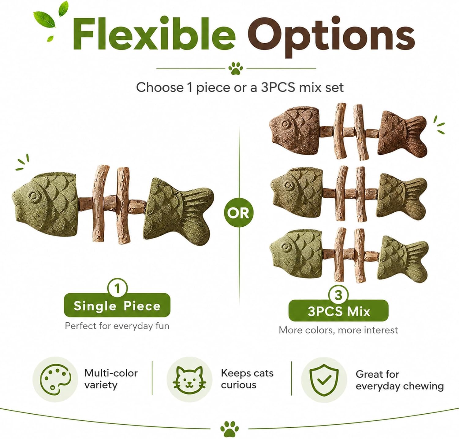 Natural catnip dental chew toy for indoor cats