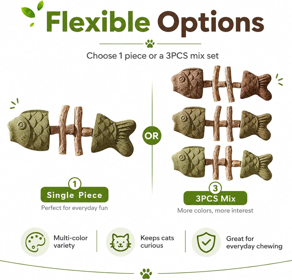 Natural catnip dental chew toy for indoor cats