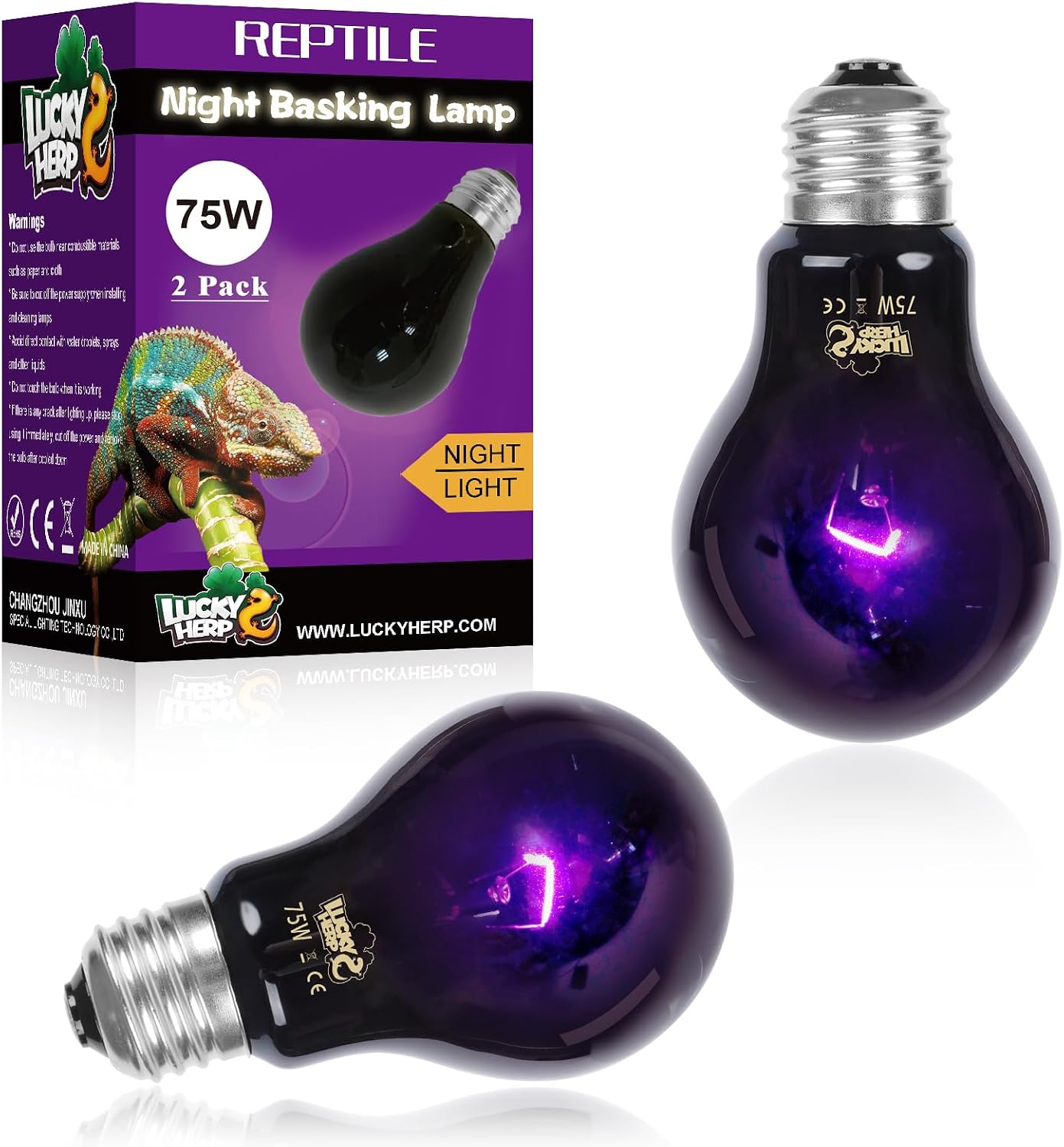 Lucky Herp premium nocturnal terrarium heating light bulb close up view