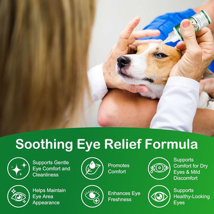 VOSIFSDIY 60ml pet eye wash solution packaging showing natural formula.