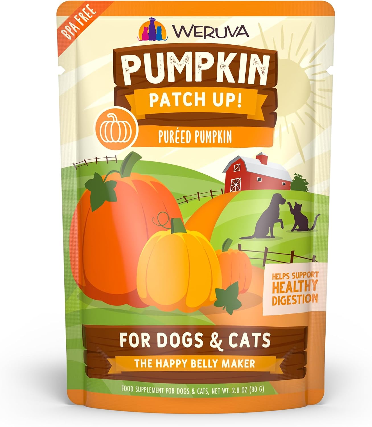 Weruva Pumpkin Patch Up pumpkin puree pet food supplement pouch front view