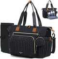 Tonyeee diaper bag tote front view with herringbone pattern