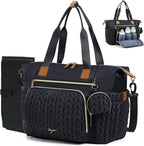Tonyeee diaper bag tote front view with herringbone pattern