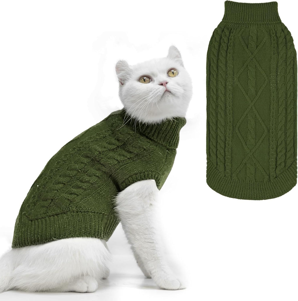 PUPTECK Winter Cat Sweater Coat - Soft Warm Cold Weather Clothes Knitwear for Kittens & Small Dogs Indoor Outdoor Wearing, Knitted Classic for Doggies Kitties Girls Boys, Black, M - Image 12