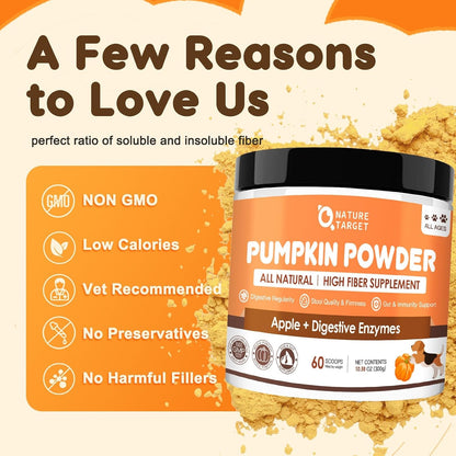 Detailed ingredient label on Nature Target pumpkin powder container