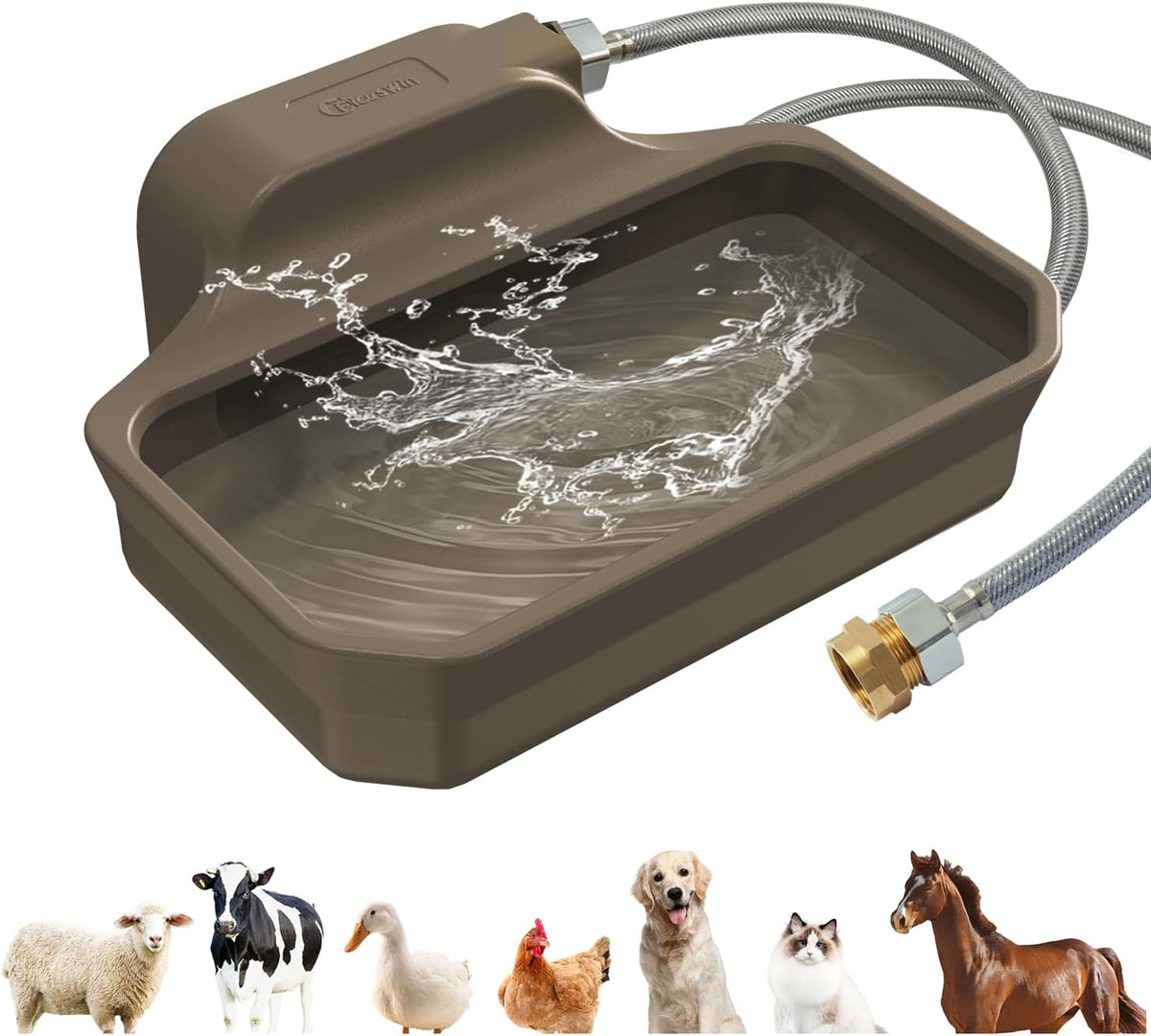 Ficuswin premium imported large pet waterer connected to outdoor water faucet