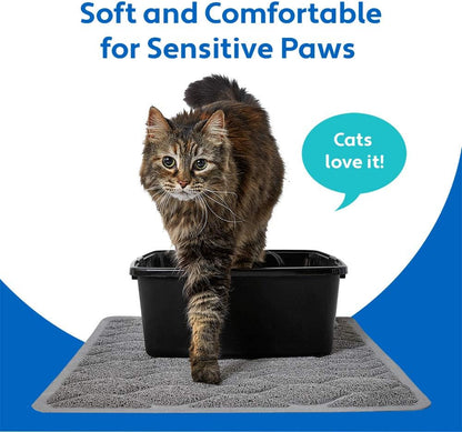 Waterproof pet litter mat protecting hardwood floors from spills